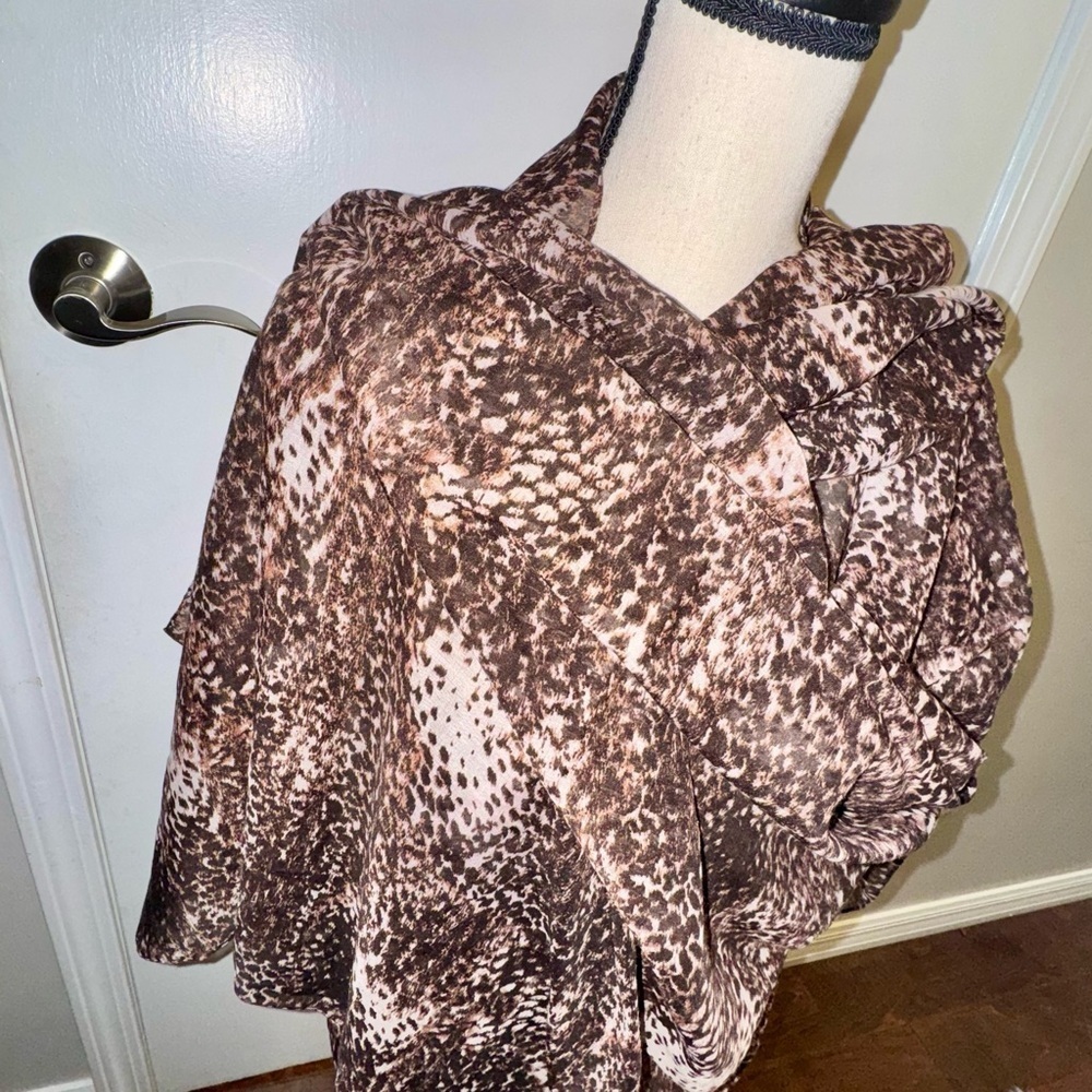 NWT G by Giuliana Brown Leopard Print Large Scarf Wrap - Picture 3 of 4